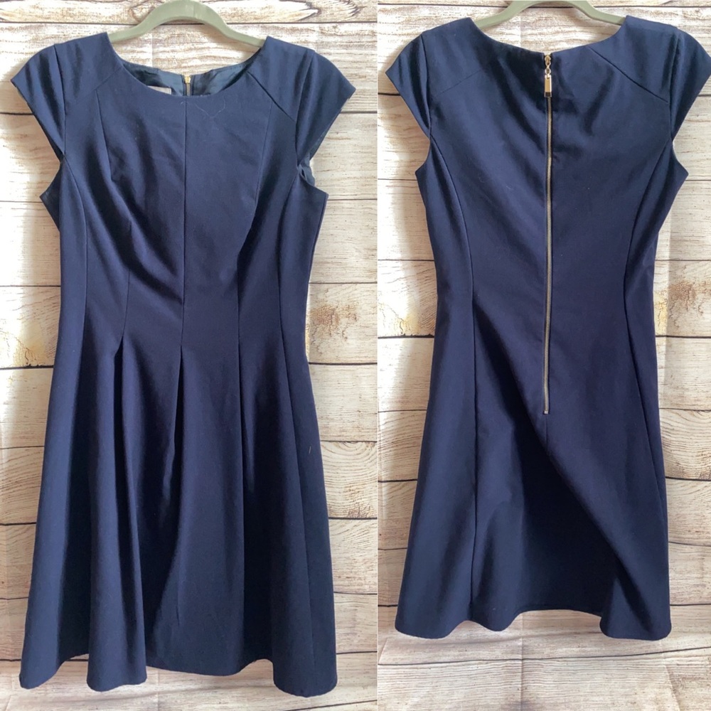 Navy Pleated Dress